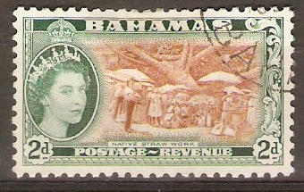 Bahamas 1954 2d Yellow-brown and myrtle-green. SG204. - Click Image to Close